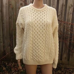 Vintage Carraig Donn 100% Wool Aran Sweater